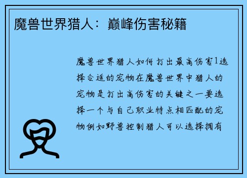 魔兽世界猎人：巅峰伤害秘籍
